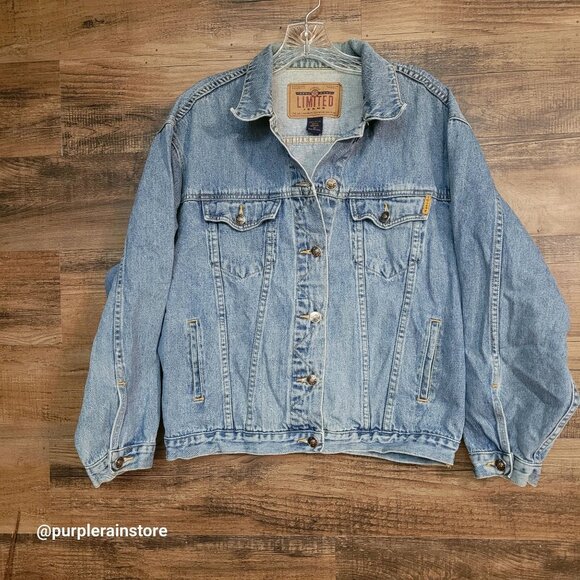 Vtg The Limited Denim Jacket 12 Pockets Medium Wash Country Western 80's 90's - Picture 1 of 10